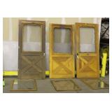 (3) Solid Core Wooden Screen Doors w/ Storm Panes
