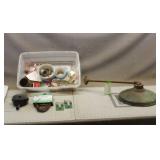 Tote w/ Tape, Wire, Air Gauges & Light Fixture