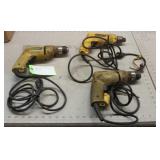 (3) DeWalt 1/4' Drills