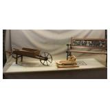 Child's Park Bench, Wheelbarrow & Homemade Sled