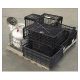 (10) Black Crates & Sunflower Heater w/Propane Tan