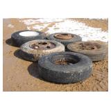 (2) 11R22.5 & (2) 20'' Semi Tires W/ Rims