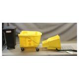 Mop Bucket & Plastic Garbage Can on Casters