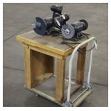 Cart w/ (2) Bench Grinders & Lights