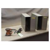 (2) Metal Storage Boxes & Ridgid Finishing Sander