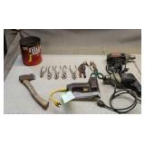 (2) Drills, Stapler, Hatchet & Assorted Hand Tools