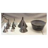 Vintage Bucket w/ (10) Metal Funnels