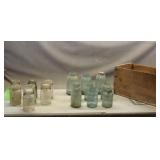 Crate w/ Antique Canning Jars