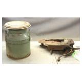 Vintage Seeder & Milk Can