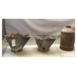 (2) Ash Pails & Vintage Metal Milk Can