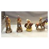 (4) Collectable Cowboy Statue Decanters
