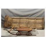 Vintage Toboggan Sled & Royal Racer Sled