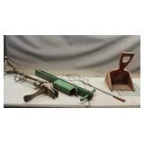 (2) Vintage Potato Planters & Hand Harvester & Rug