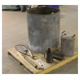 Large Galvanized Can w/ Assorted Items