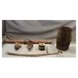 Barrel, Pulleys, Whippletree & Hay Knife