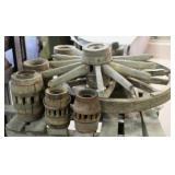 Pallet w/ Wagon Wheel & Wagon Wheel Parts