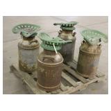 (4) Milk Cans w/ Tractor Seats