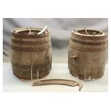 (2) Antique Barrel Pieces w/ Scythe Blade