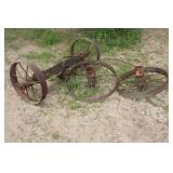 (2) Metal Wagon Wheels & Wagon Axle W/ Wheels