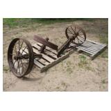 (3) Metal Wagon Wheels