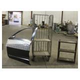 Metal Shelf W/ Rolling Shelf Cart And Honda Door R