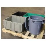 (3) Storage Bins & Brute Trash Can