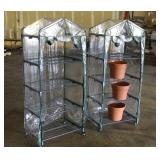 (2) Portable Greenhouses & (3) Pots