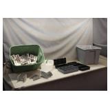 Assorted Steel Post Anchors W/ Storage Contianers