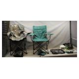 (2) Camping Chairs, Electric Knife & Fish Tackle