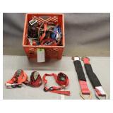 Crate Of Assorted Tie-Down Straps & More