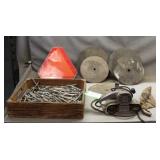 Tray of Fasteners, SMV Sign & Belt Sander