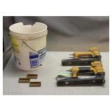 (2) Air Roofing Staplers & Bucket of Staples