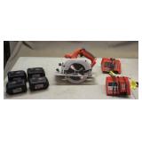 Milwaukee Circular Saw W/ Chargers And Batteries