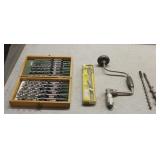 Vintage Hand Drill w/ Full Set of Bits