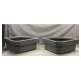 (2) Poly Triangle Shaped Livestock Waterer/Feeders