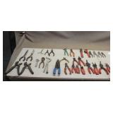 Box of Assorted Pliers, Snips & Wrenches