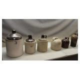 Tote W/ (6) Vintage Jugs & Growlers
