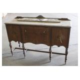 Antique Wooden Buffet W/ Mirror 60' x 20' x 38'