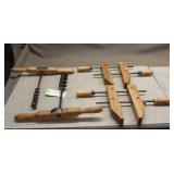 Antique T-Handle Wood Augers W/ Woodworking Clamps