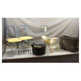 Pallet W/ Antique Chairs, Stroller, Wash Tub, And
