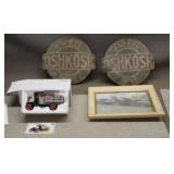 1923 Chevy 1-Ton Model, (2) Oshkosh Signs & Car pi