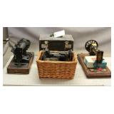 (3) Vintage Singer Sewing Machines w/ Case of Acce