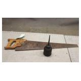 Vintage Handsaw & Oiler Can