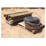 (14) Mixed Corner Posts & Pallet Of Fencing Wire