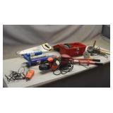 Tote of Assorted Hand Tools & Grinding Supplies