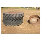 (2) 18.4x34 Dually Tires On Rims
