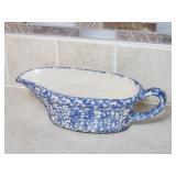 HENN POTTERY ~ BLUE SPONGE  Gravy Boat HENN POTTERY ~ BLUE SPONGE  Gravy Boat