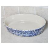 HENN POTTERY ~ BLUE SPONGE  Oval Baking Dish #349 HENN POTTERY ~ BLUE SPONGE  Oval Baking Dish #349