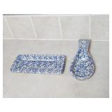 HENN POTTERY ~ BLUE SPONGE  Butter Dish & HENN POTTERY ~ BLUE SPONGE  Butter Dish &