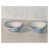 Henn Pottery Blue Spongeware Salt Bowls Henn Pottery Blue Spongeware Salt Bowls
